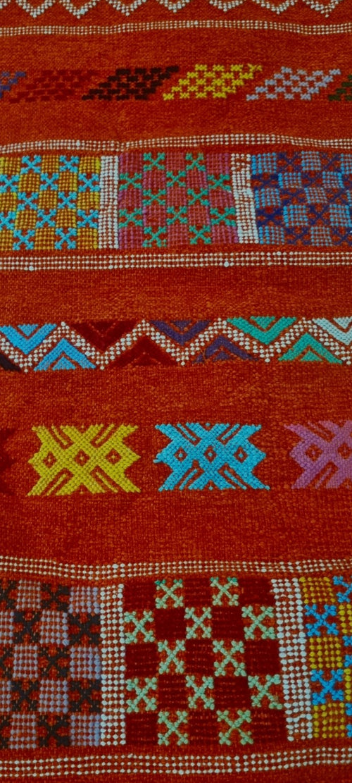 Tapis Kilim de couloir brodé multicolore – 195×67 cm – Pièce unique
