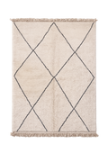 Tapis berbère Beni Ouarain en laine – Losanges noirs 3×2 m – Pièce unique