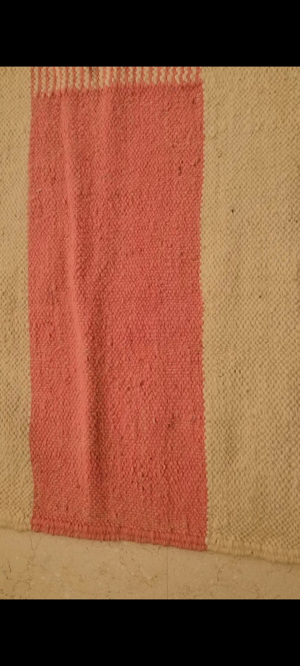 Tapis Kilim graphique - Olive et corail 255x158 cm