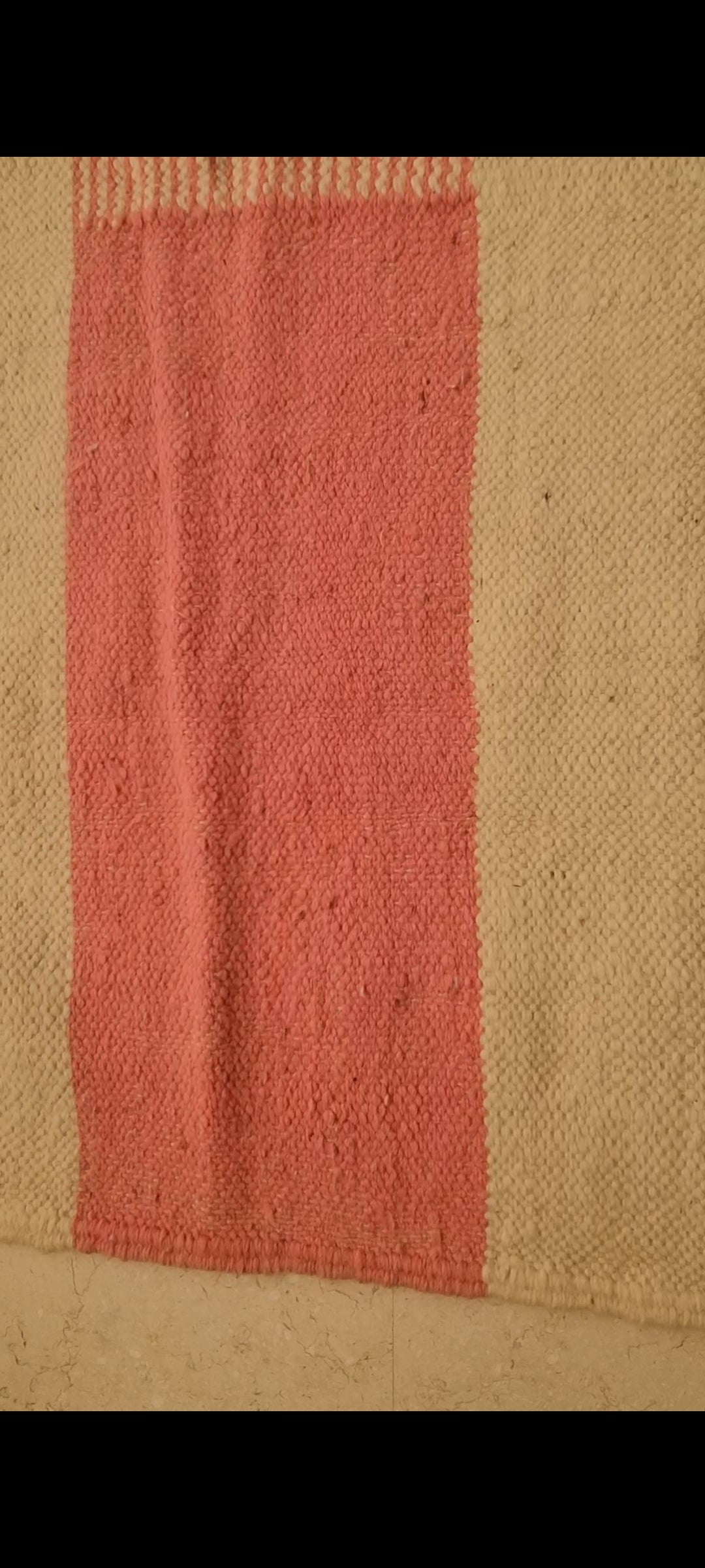 Tapis Kilim graphique - Olive et corail 255x158 cm