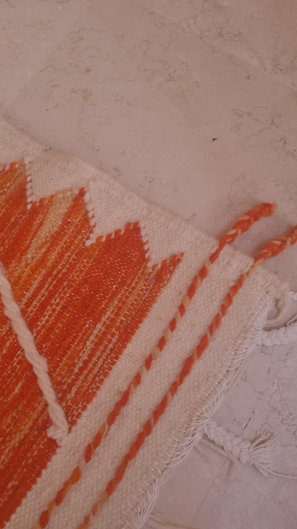 Tapis Kilim de couloir orange – Losanges 295×77 cm – Pièce unique