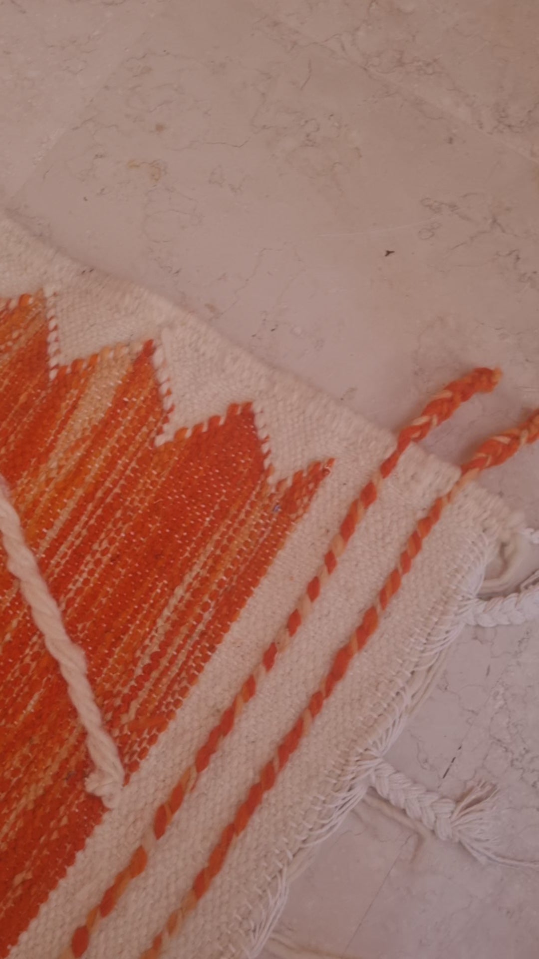 Tapis Kilim de couloir orange – Losanges 295×77 cm – Pièce unique