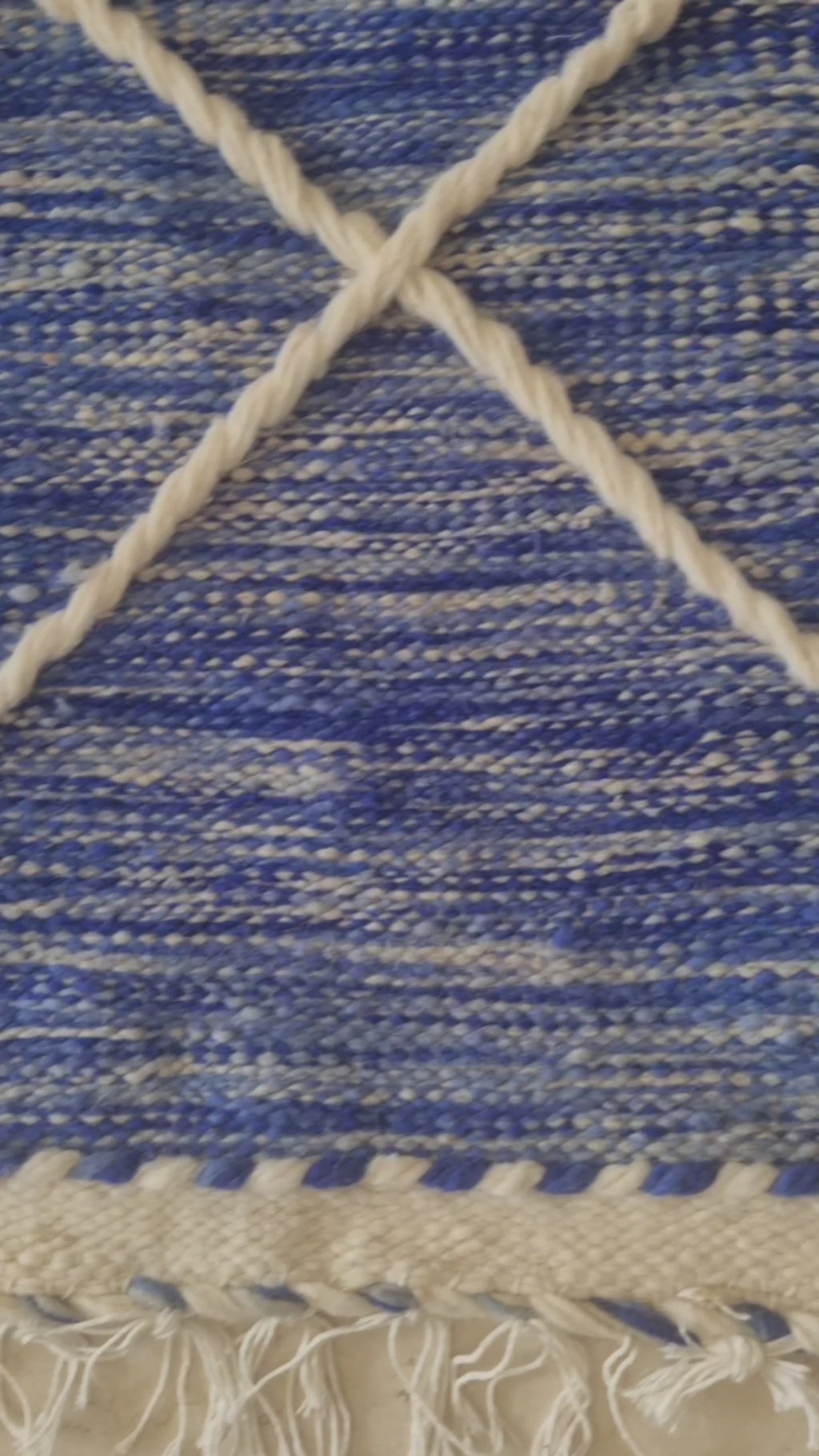 Tapis Kilim de couloir bleu Majorelle – 210×70 cm – Pièce unique