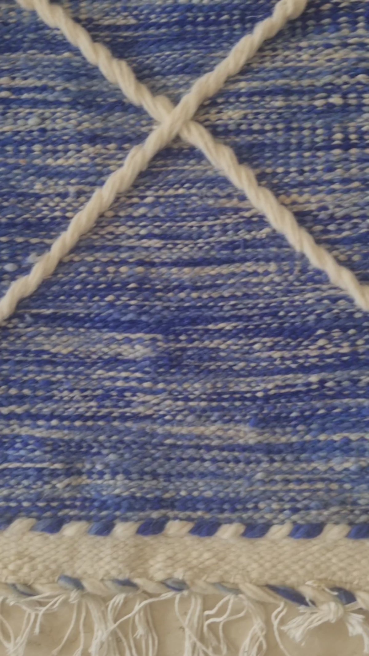 Tapis Kilim de couloir bleu Majorelle – 210×70 cm – Pièce unique